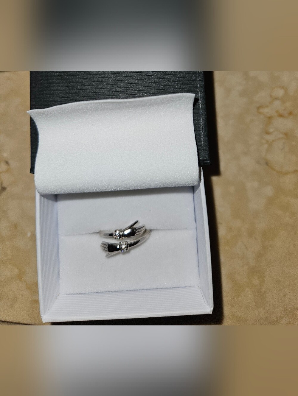 Sterling Silver Hug Ring With Diamond Accents & Inscription